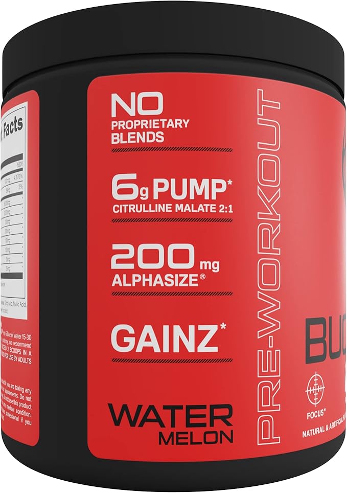 Bucked Up Pre Workout 6 Grams Citrulline, 2 Grams Beta Alanine, and 3 Other Registered trademarked Ingredients (Watermelon)