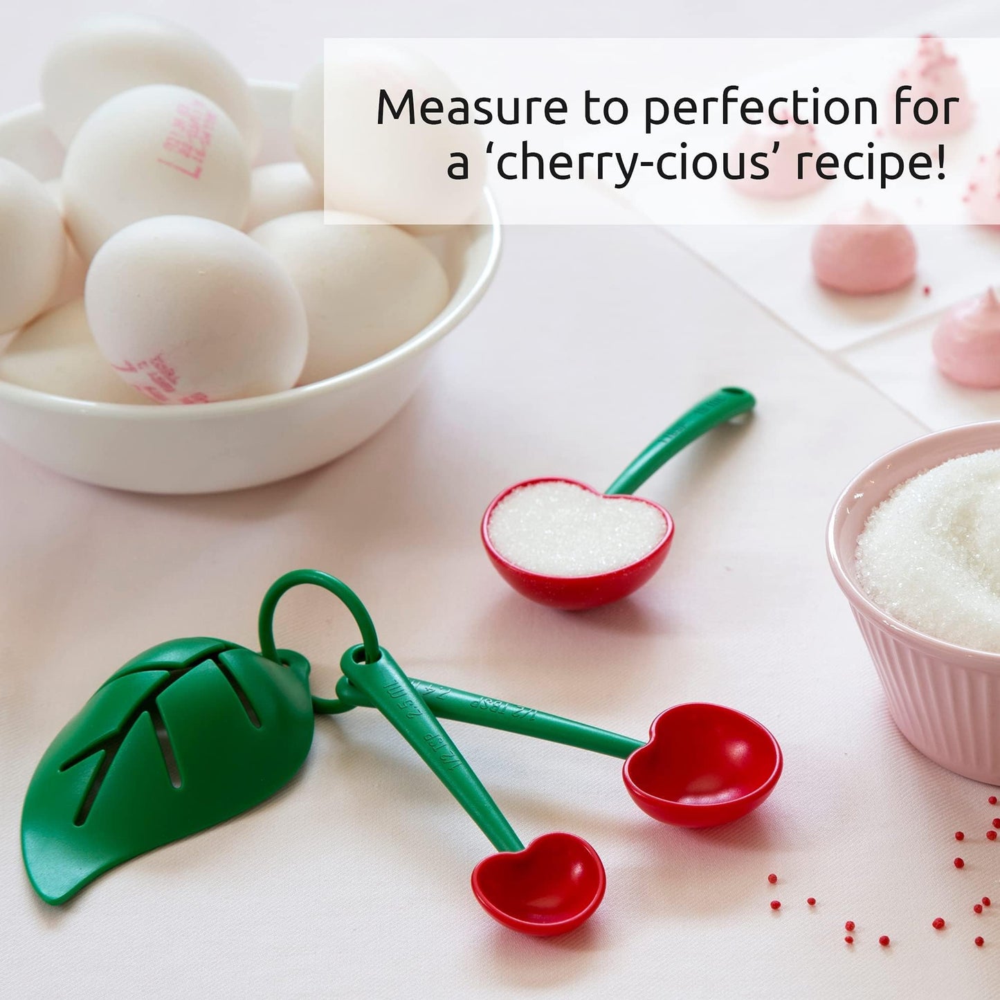 OTOTO Measuring Cups Set - Teaspoons for Dry & Liquid Ingredients, BPA-free & Dishwasher Safe, Funny Gifts, Baking Accessories, Unique Kitchen Gadgets (Mon Cherry)