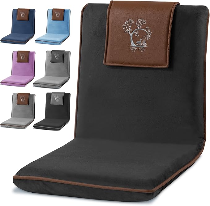 Japanese Meditation Floor Chair with Back Support for Adults - Premium Meditation Chair with Adjustable & Foldable Back for Seating, Yoga & Gaming — Folding Backjack Chairs with Backrest for Adults