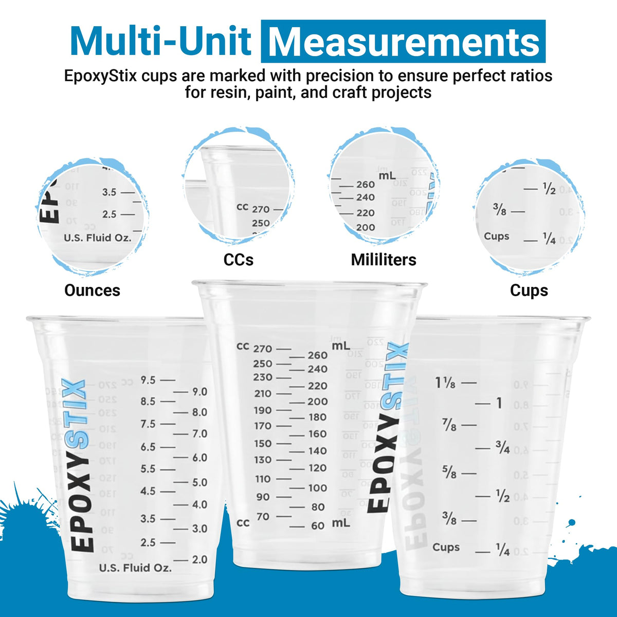 100 Pack] NEW SIZE 12oz Graduated Mixing Cups