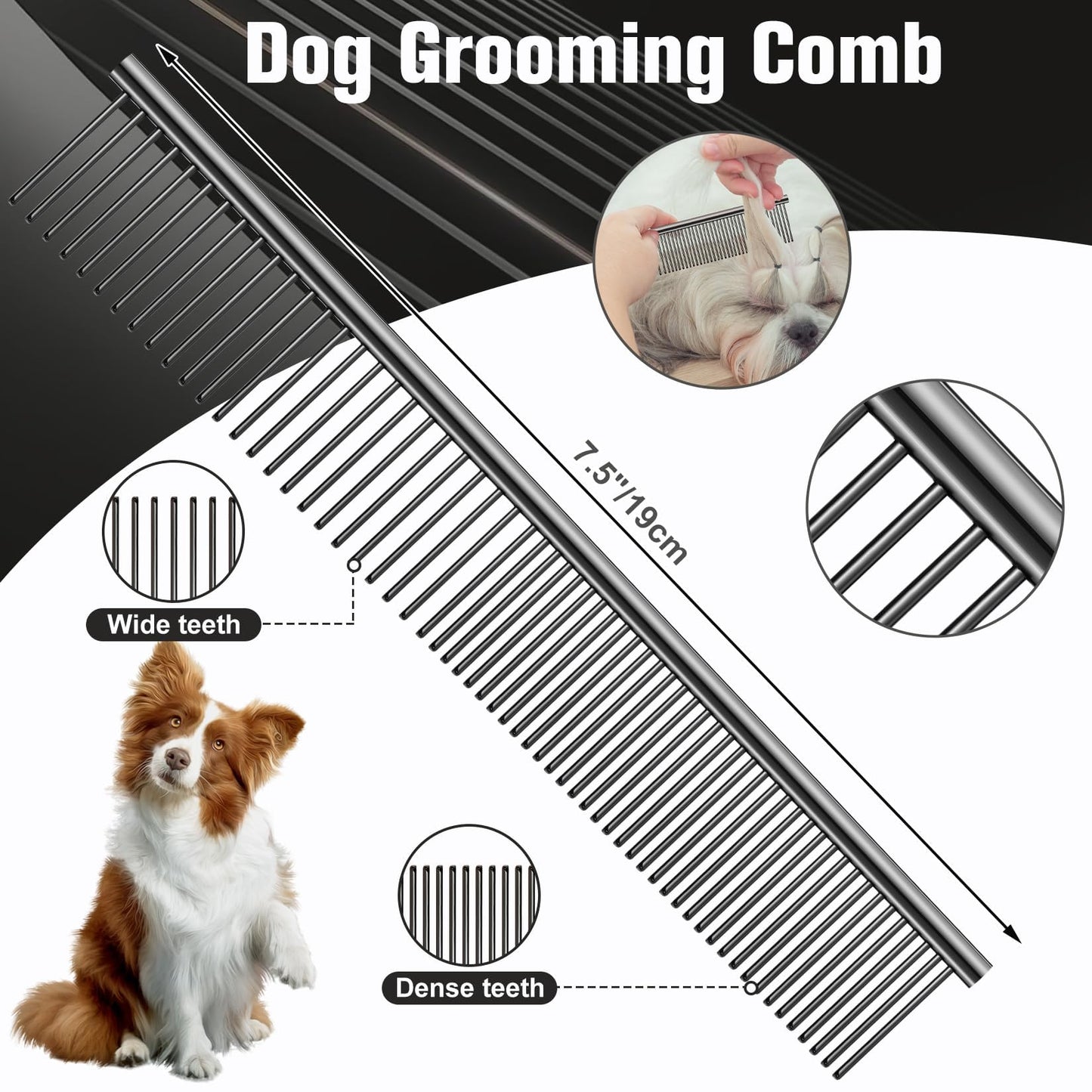 Wenshall Professional Dog Grooming Scissors Set - 6.5" Thinning, 7" Straight, 7" Up-Curved, 7" Down-curved Scissors and Comb for Dog Cat Pet (Black)
