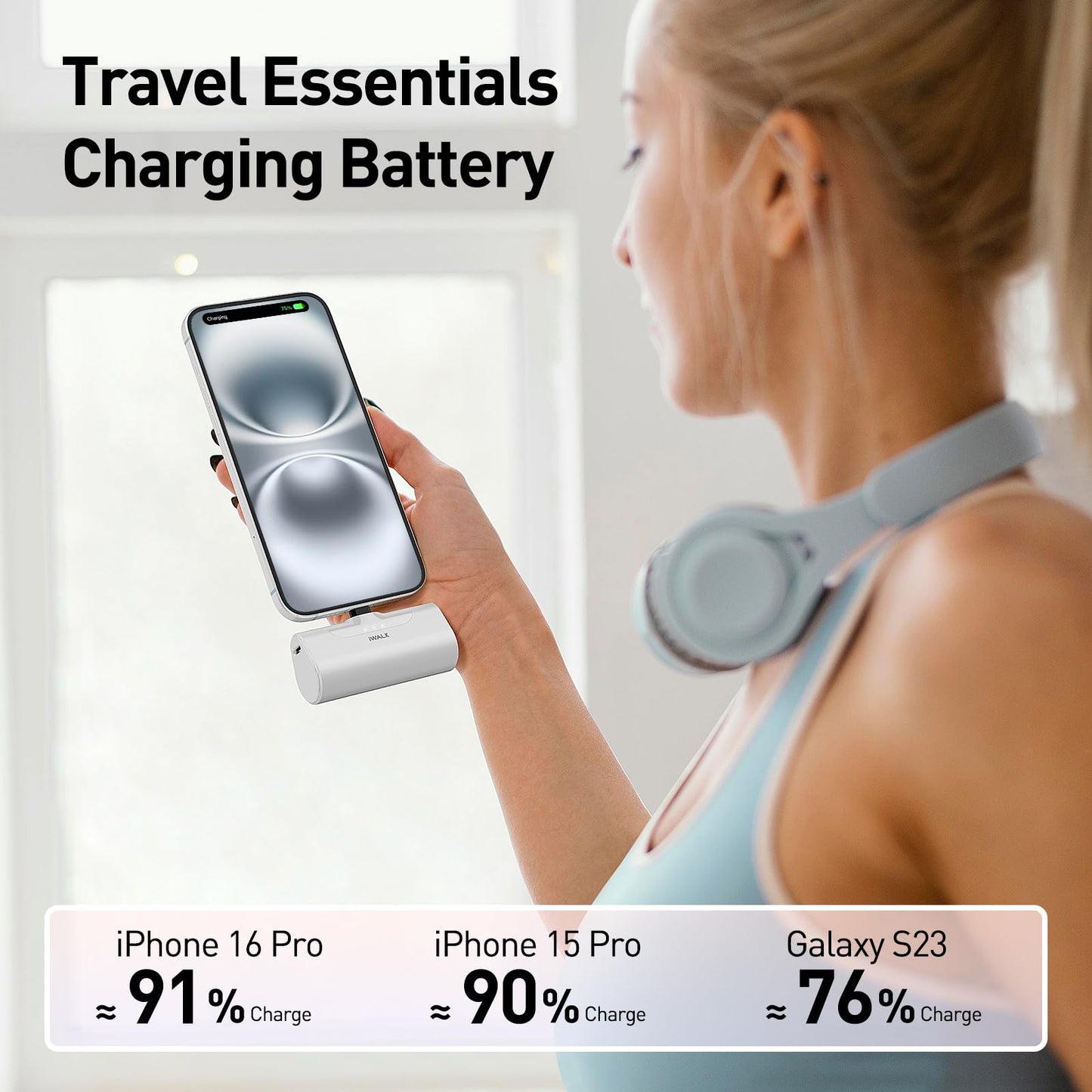 iWALK Portable Charger for iPhone 17/16/15 USB-C Small Power Bank 20W 4,500mAh Fast Charging Battery Pack Compatible with iPhone 15/16/16/17 Plus/17 Pro/17 Pro Max, Samsung Galaxy S25/S24/S23 Android