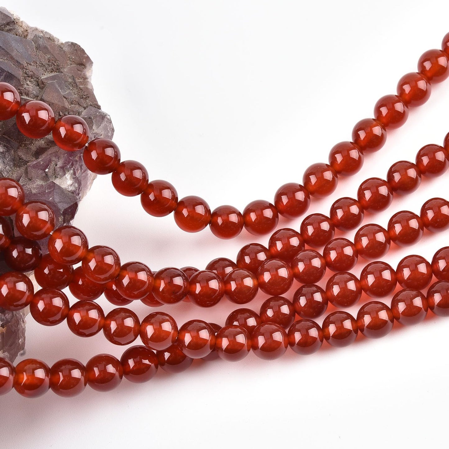 6mm Natural Carnelian Beads Round Gemstone Loose Beads for Jewelry Making (60-62pcs/strand)