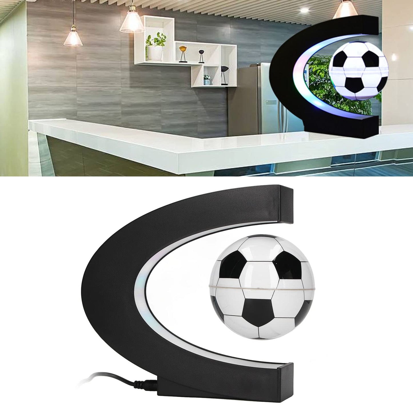 RTLR Magnetic Levitation Soccer Ball 100240V Low Friction Multipurpose Soccer Toy ABS Material with Auxiliary Stick for Kids Birthday Gifts US Plug
