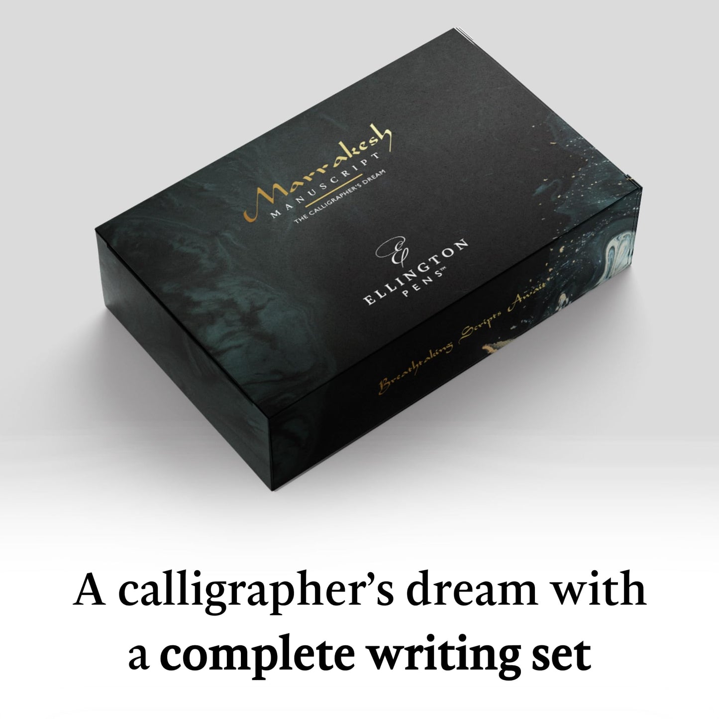 Ellington Pens Luxury Calligraphy Set - Premium Fountain Pen with 6 Nibs, 50 ml Black Ink Bottle, 6 Cartridges, Converter, Elegant Gift Box – Perfect for Drawing, Writing, Gifting (The Stealth)