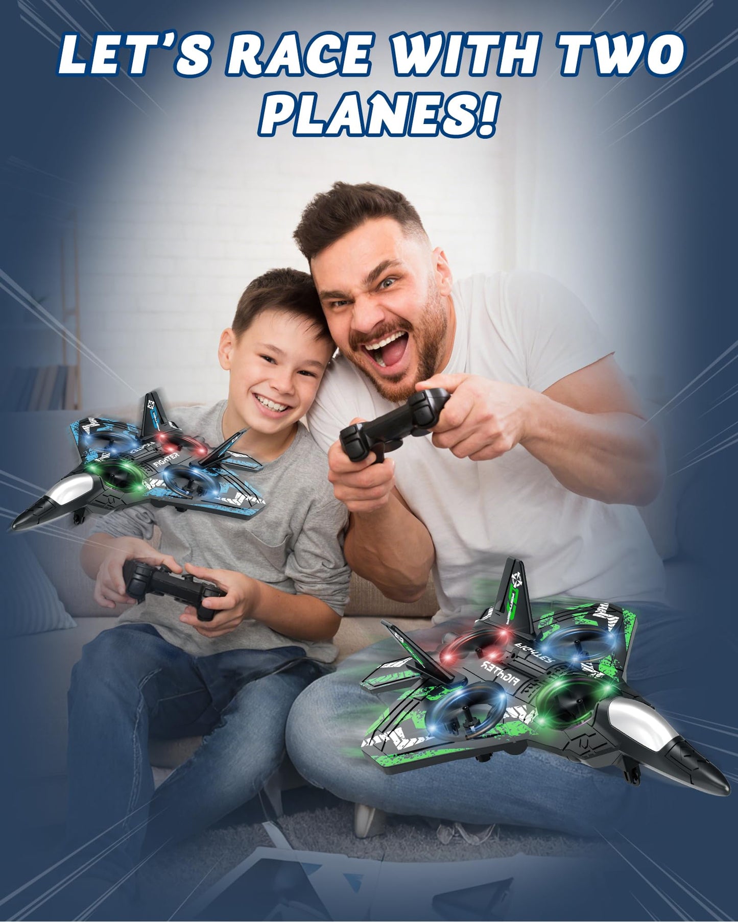 JoyRapt Drones for Kids Form RC Plane, Remote Control Airplane, Aircrafts for Boys and Girls, Jet Helicopter Drones with LED Lights 360° Flip, 4 Rechargeable Batteries Boy Toys (2 Pack)
