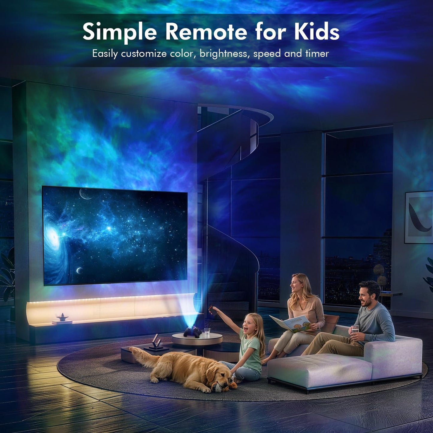 Rossetta Dual Lens Galaxy Projector, Star Projector for Bedroom with 58 Light Effects, Night Light Projector with White Noise & Bluetooth Speaker, Remote Timer, Room Decor Gift for Kids Adults Teens