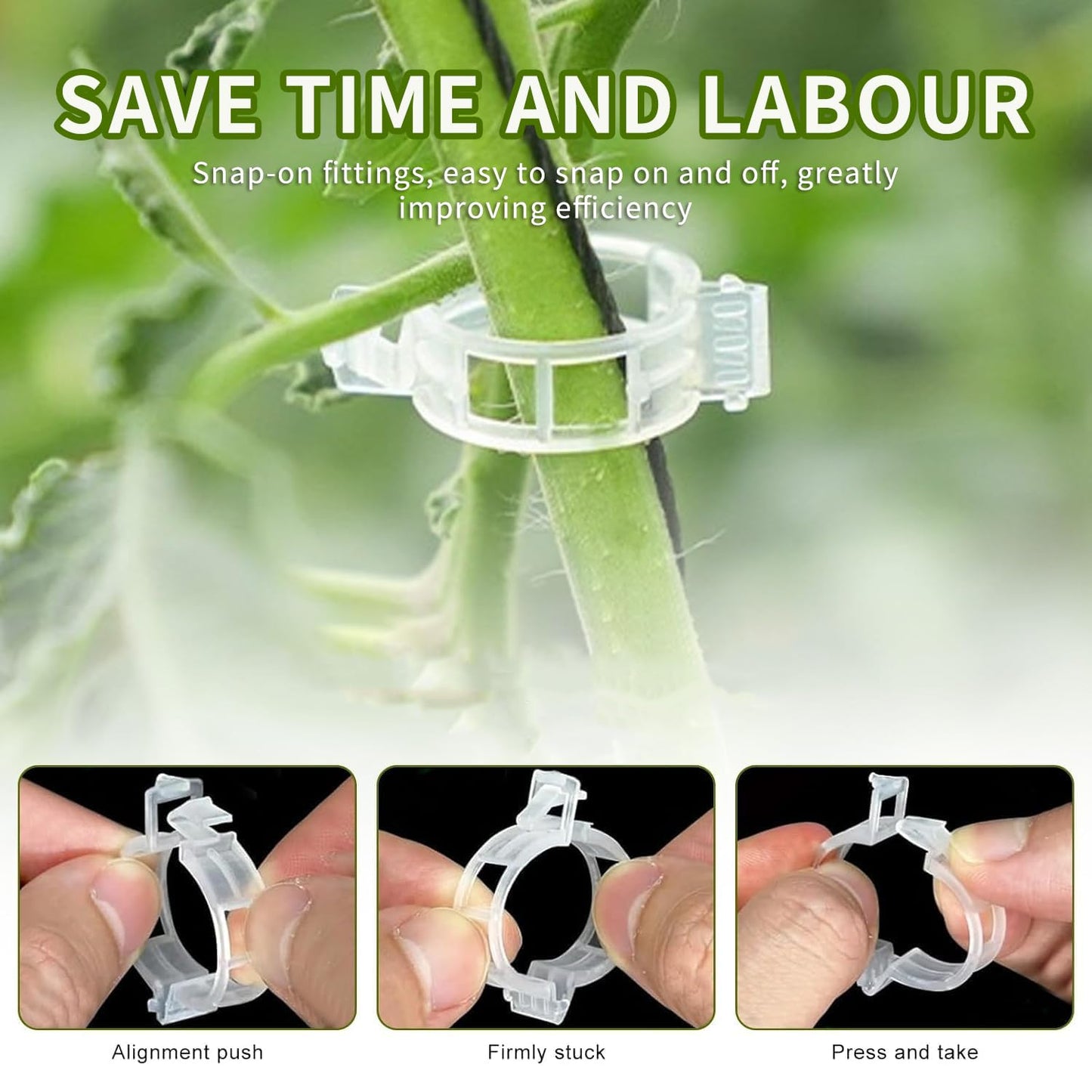 200Pcs Secured Plastic Plant Clips, New Combinable Plant Support Clips, Plant Clips for Climbing Plants, Tomato Grape Vine Vegetables Fixing Clips, Plant Clips for Trellis & Peony Cages