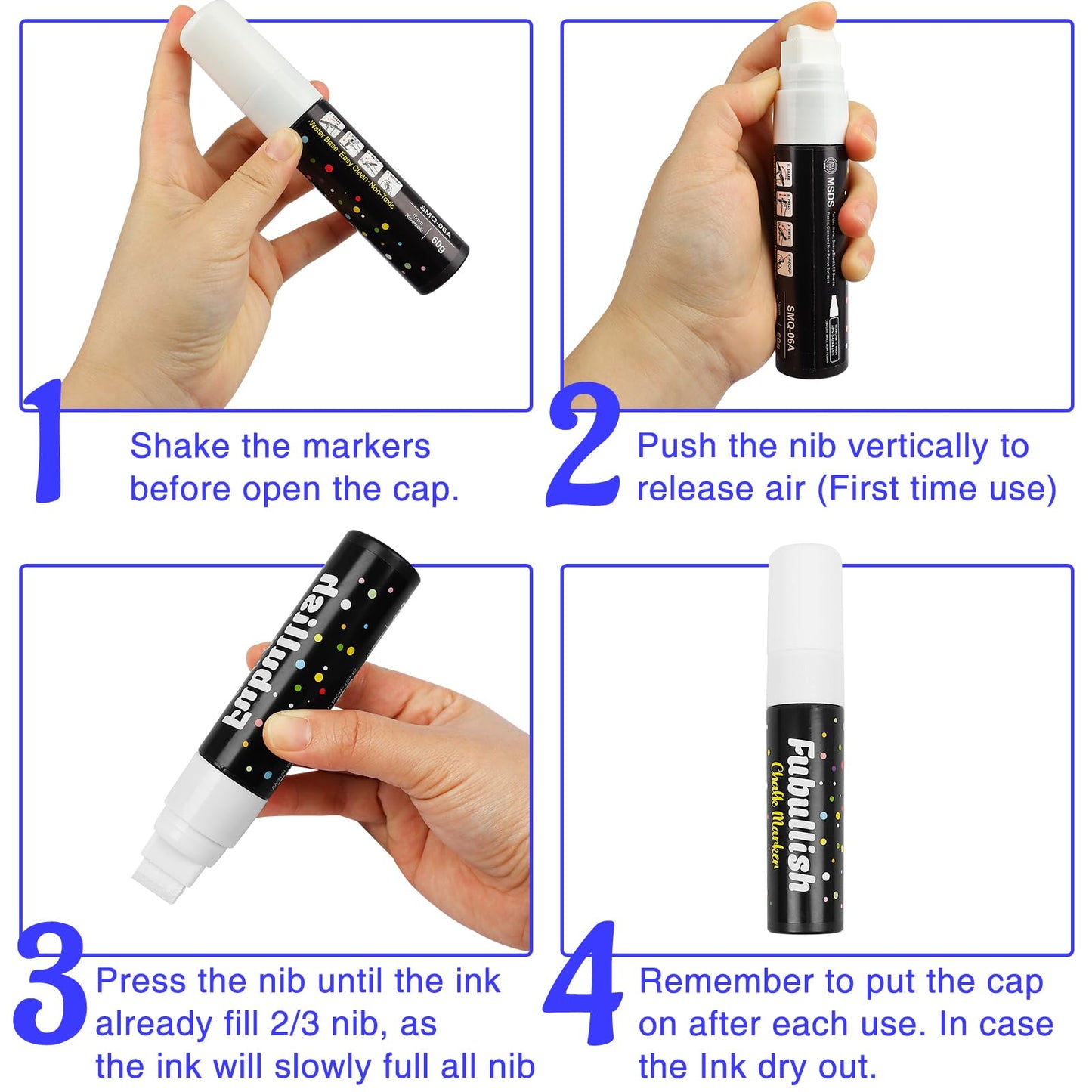 Fubullish Window Chalk Markers for Cars 5 Pack Washable,White Paint Jumbo Liquid Chalk Marker with 15mm Thick Tips, Big Chalkboard Markers for Car Window, Glass, Auto, Bistro, Mirror, Poster