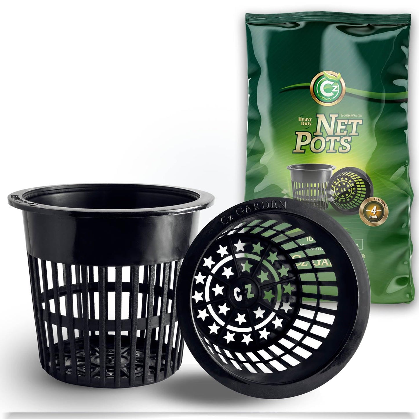 4 inch Net Pots Cz Garden All Star Round Heavy Duty Net Cups WIDE LIP Design - Orchids, Aquaponics, Hydroponics Slotted Mesh