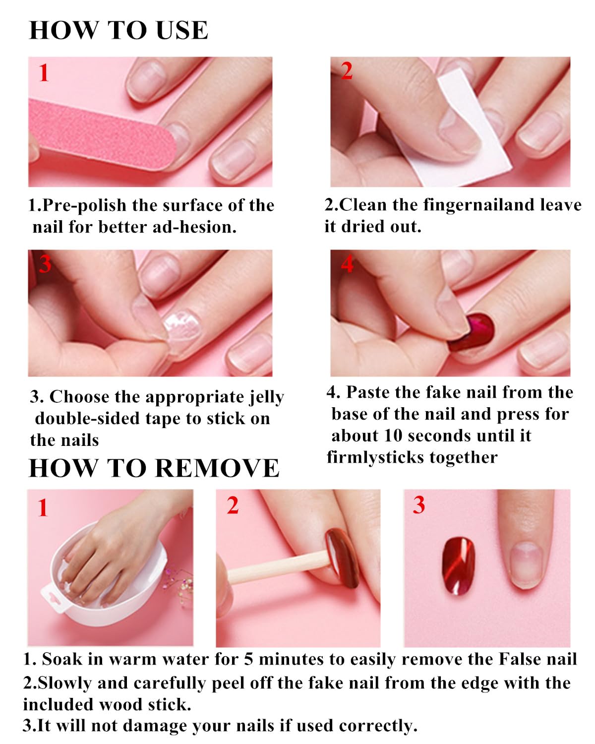 CAMILCY Handmade Nails Press on Long pointed tip Pink Hand Painted Reusable Gel UV Finished Pre Shaped False Nails for Women 10pcs 3D Glitzadora Handmade Nails (A139, L)