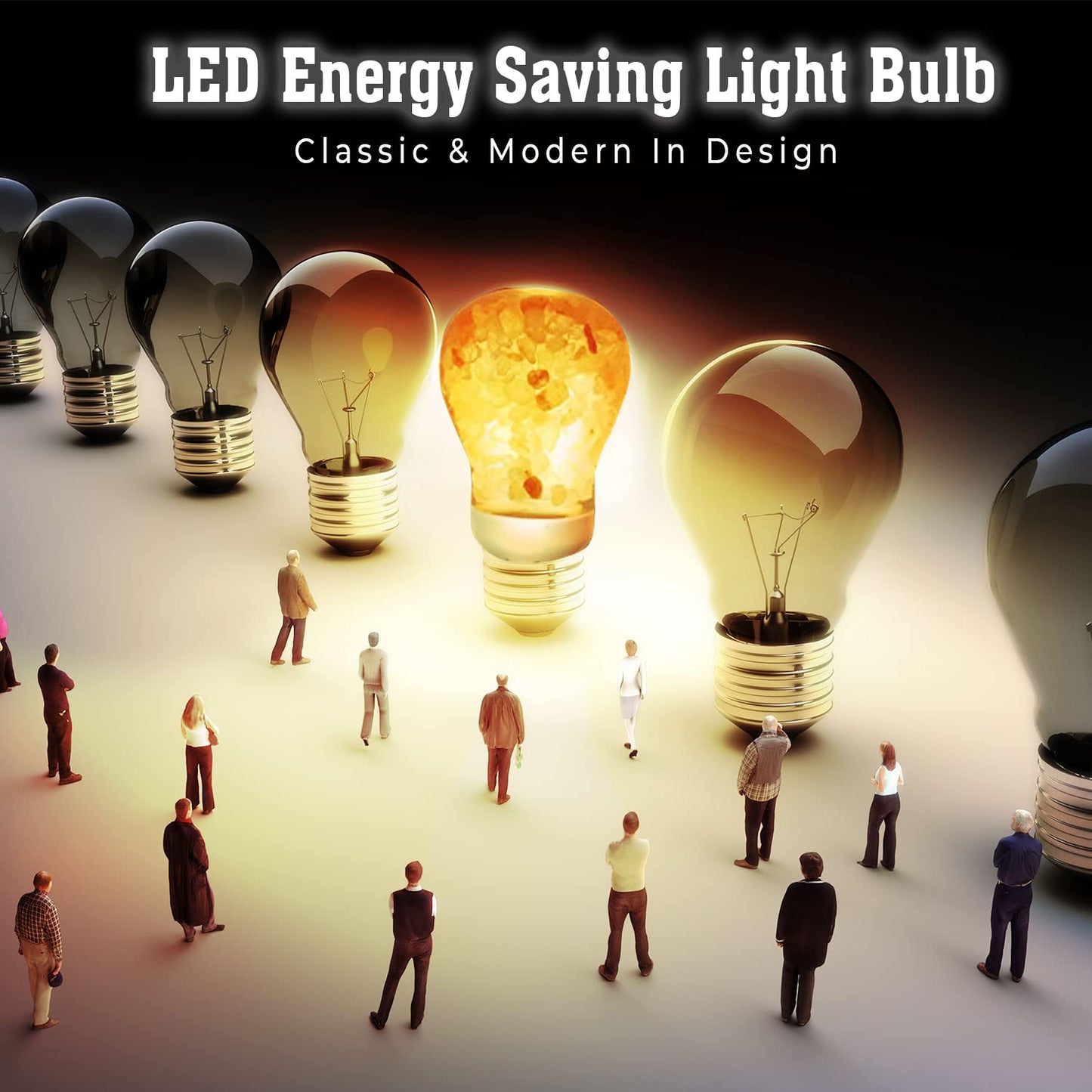 Himalayan Glow LED Light Bulb, Patent Design 60-Watt Equivalent, Warm Amber Glow, Salt Bulb Light, 4 Count