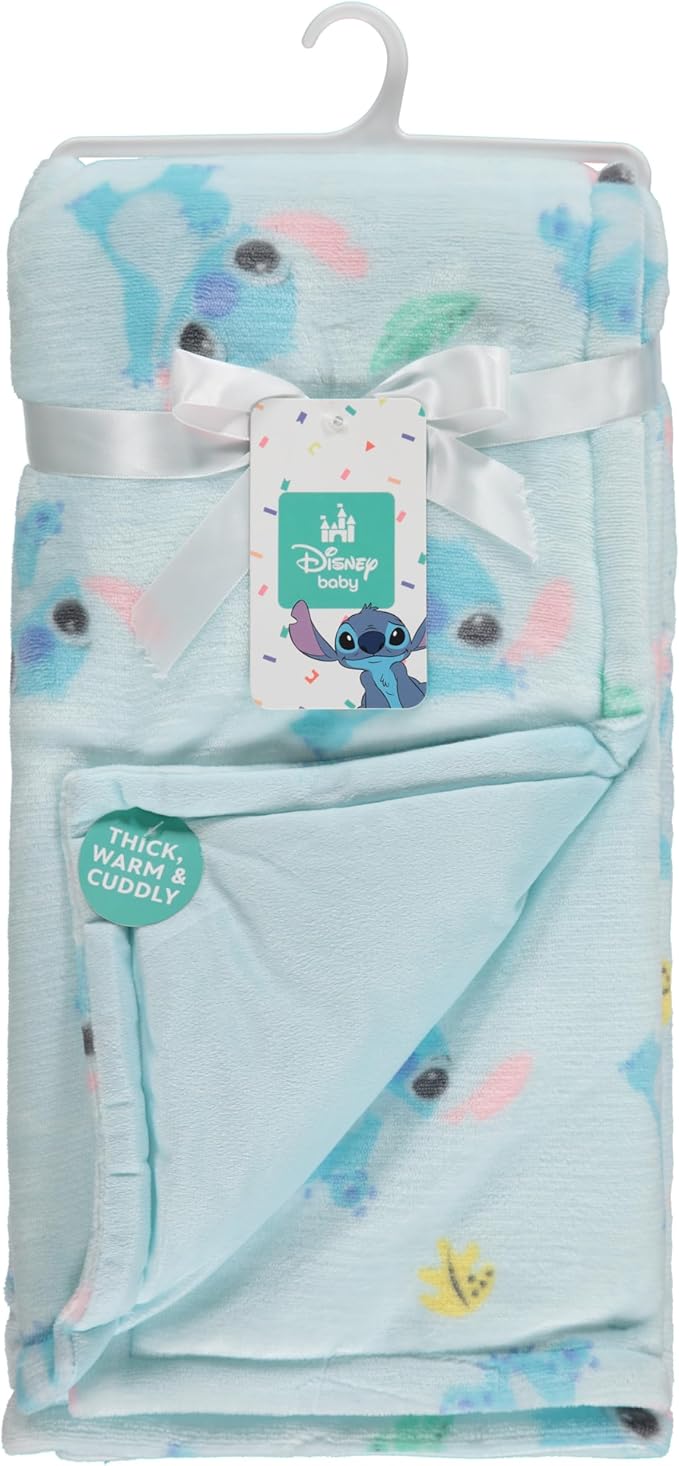 Disney Mickey Mouse, Minnie Mouse, Winnie The Pooh, Lilo and Stitch 2-Ply Infant Blanket - Soft Fleece with Polyfill - Cozy and Warm Baby Blanket for Baby Boys and Girls, 30x40 Inches (Pack of 2)