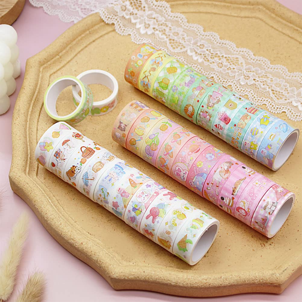 MAFELOE 2 Meters Long 60 Rolls Washi Tape Set, Decorative Adhesive Supplies for Scrapbook, Arts & Crafts-Cute Suit (Pink Box)