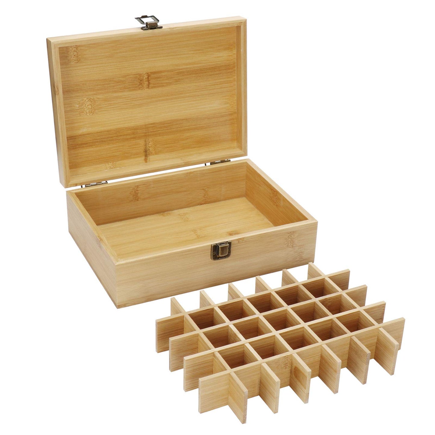 Pure Vie Essential Oil Bamboo Storage Box Travel Display Presentation, Holds 35 Bottles for 5, 10, 15ml - Aromatherapy Organizer Nail Polish Fragrance Container #1 - Keep Your Oils Safe & Space Saver