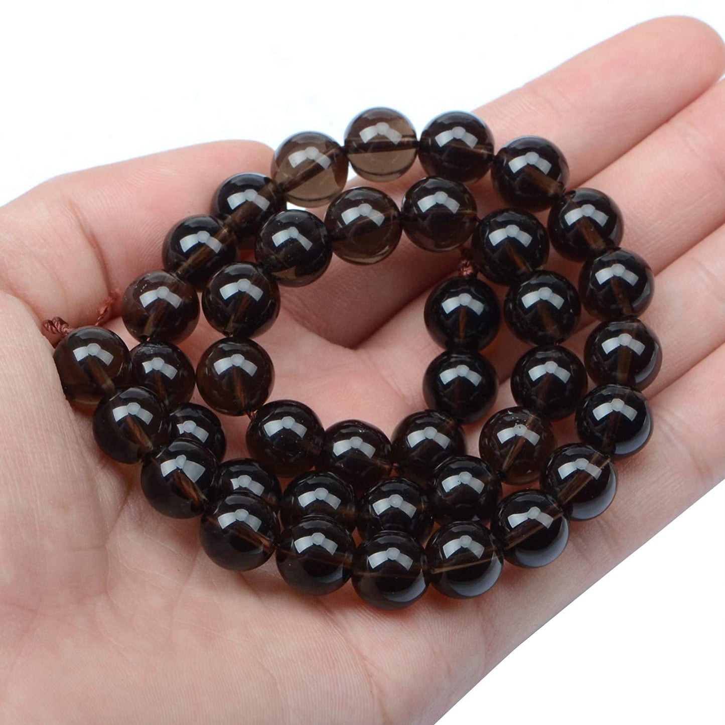 AD Beads Natural Gemstone Round Loose Beads 15" for Bracelet Necklace Earrings Jwelery Making Crafts DIY (10mm, Smoky Quartz)