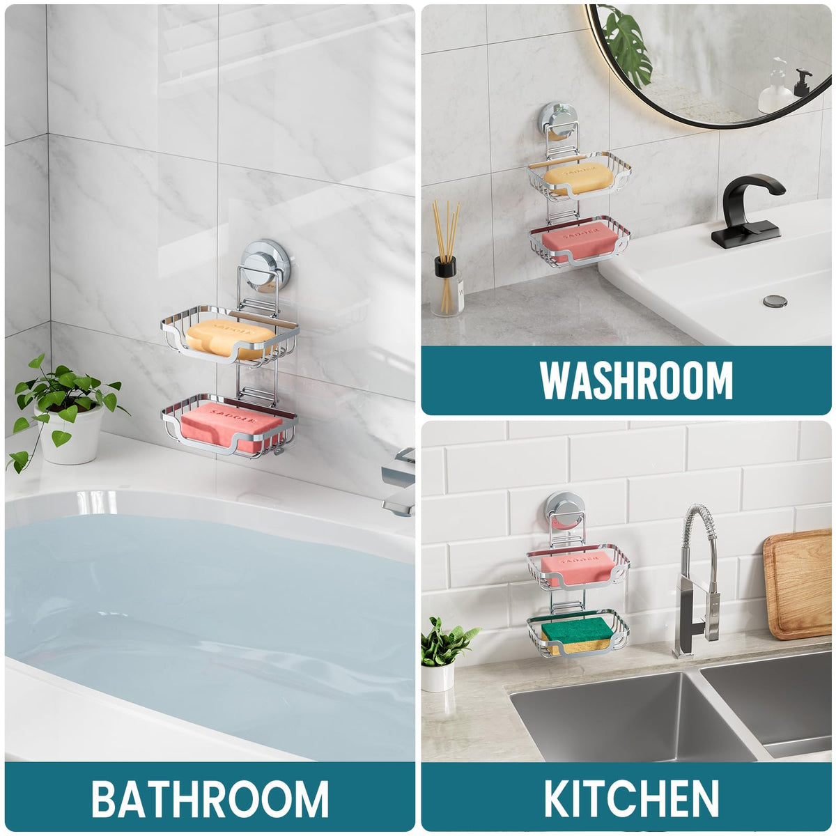 Soap Dish Bar Soap Holder Suction Cup (2 Count)