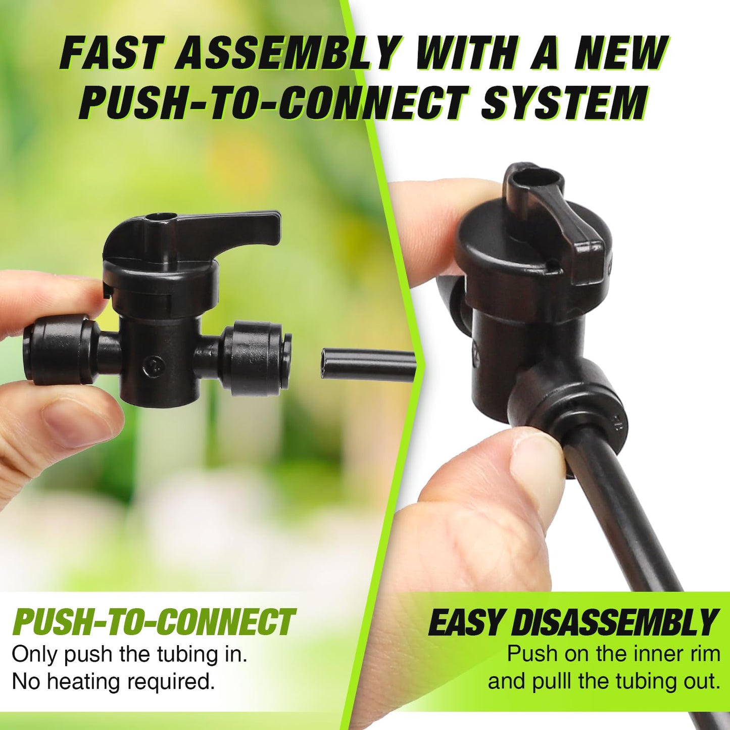 Bonviee 1/4 Inch Push-to-Connect Valves, 12 Pack – On/Off Flow Control for Drip Irrigation in Garden, Lawn, Greenhouse
