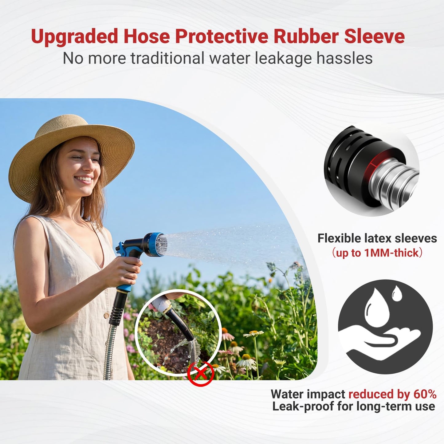 Lefree 100ft Metal Garden Hose - Heavy Duty 304 Stainless Steel Flexible Water Hose, No Kinks & Leak-Proof with Upgraded Handle, 10-Function Spray Nozzle & 4 Spare Gaskets for Yard, RV, Pet Bath