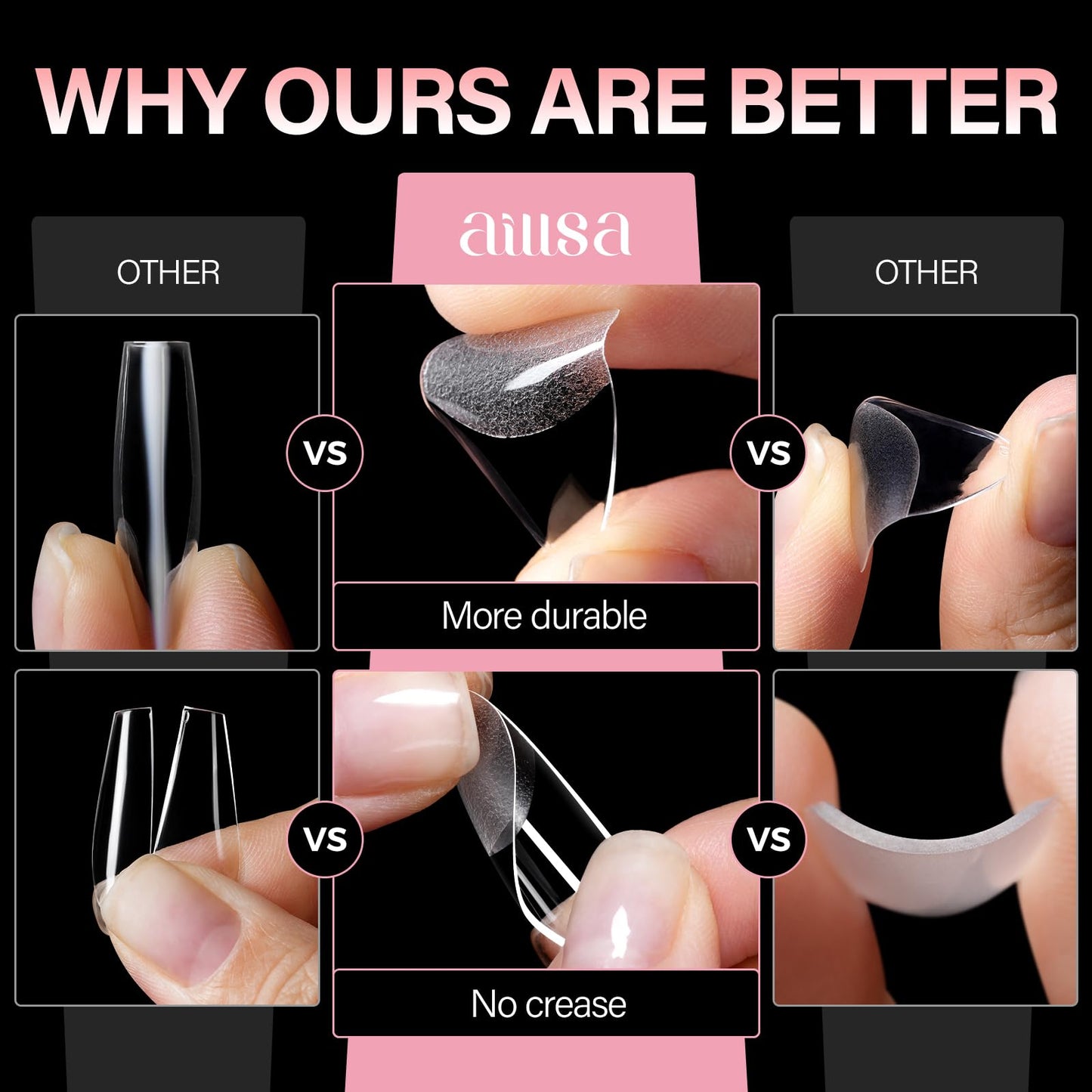 AILLSA Medium Almond Shaped Nail Tips - 15 Sizes 240pcs Acrylic Nails Tip Full Cover Half Matte Nails Tips Press on Nails for DIY Home Salon