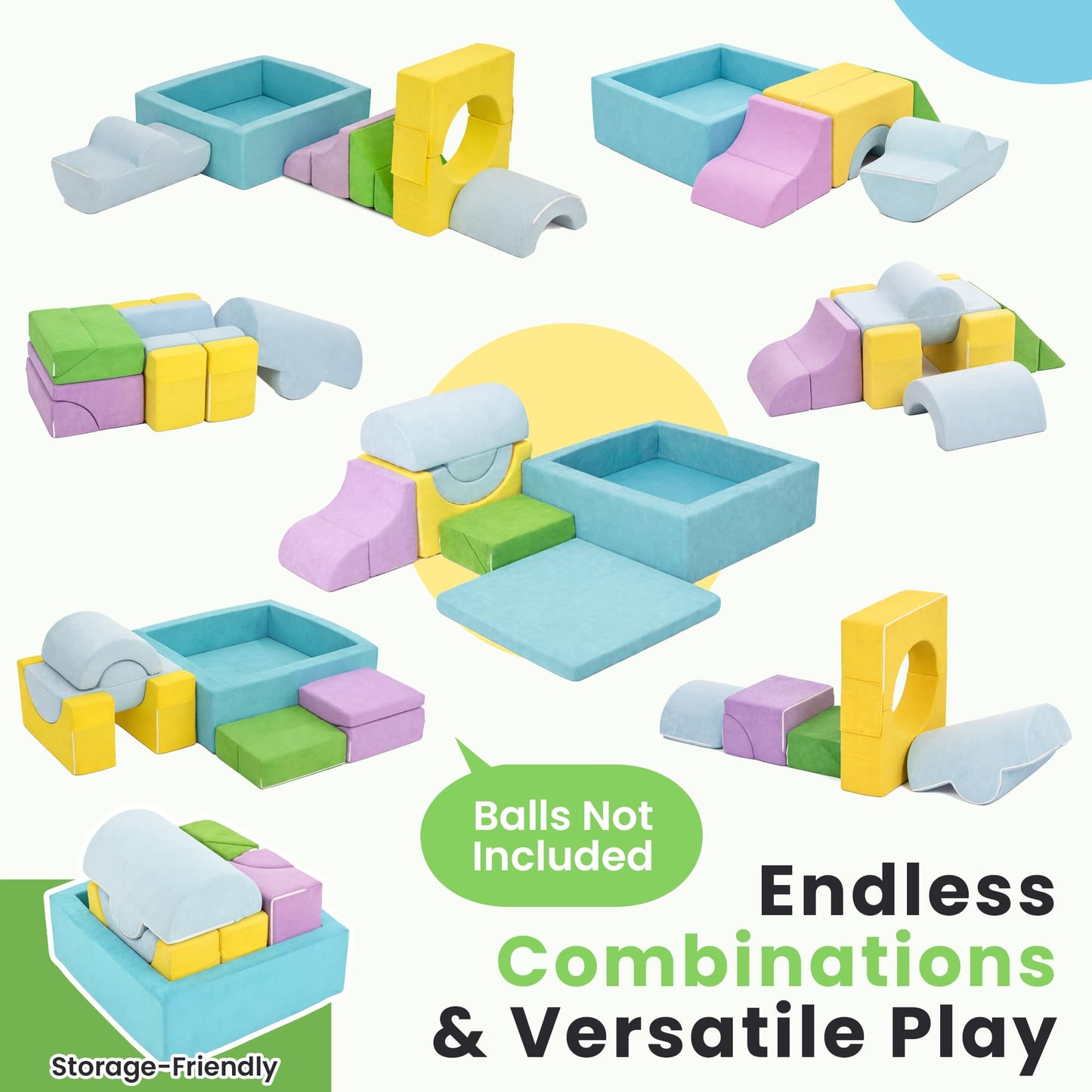 cossy Foam Climbing Blocks for Toddlers, 30 x 28in Square Ball Pit for Babies, 7pcs Toddler Climbing Toys Indoor, Soft Play Set, Baby Climbing Blocks, Ideal for Crawling & Climbing(Balls Not Included)
