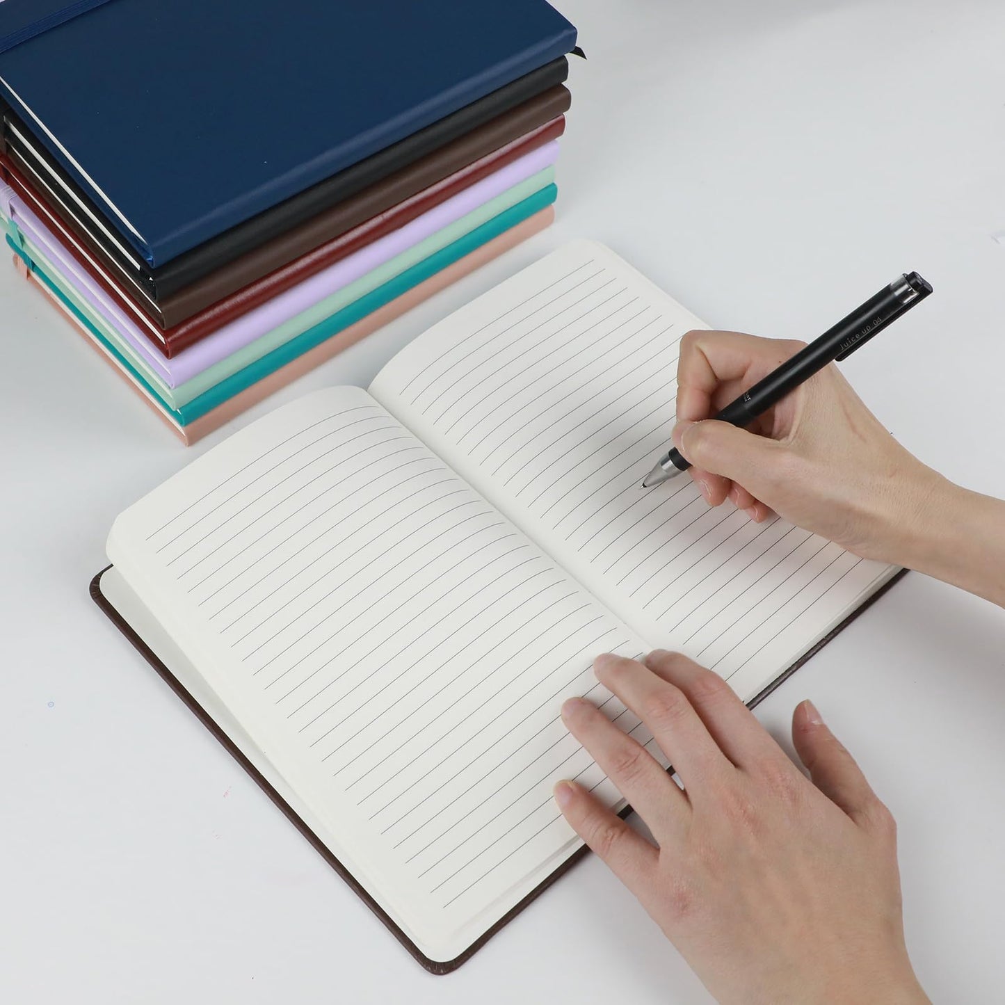 2Pack Lined Hardcover Journal Notebook, A5 192 Pages 100Gsm Thick Paper College Ruled for School,Note Taking,Work,Diary，5.7''*8.3'',Black