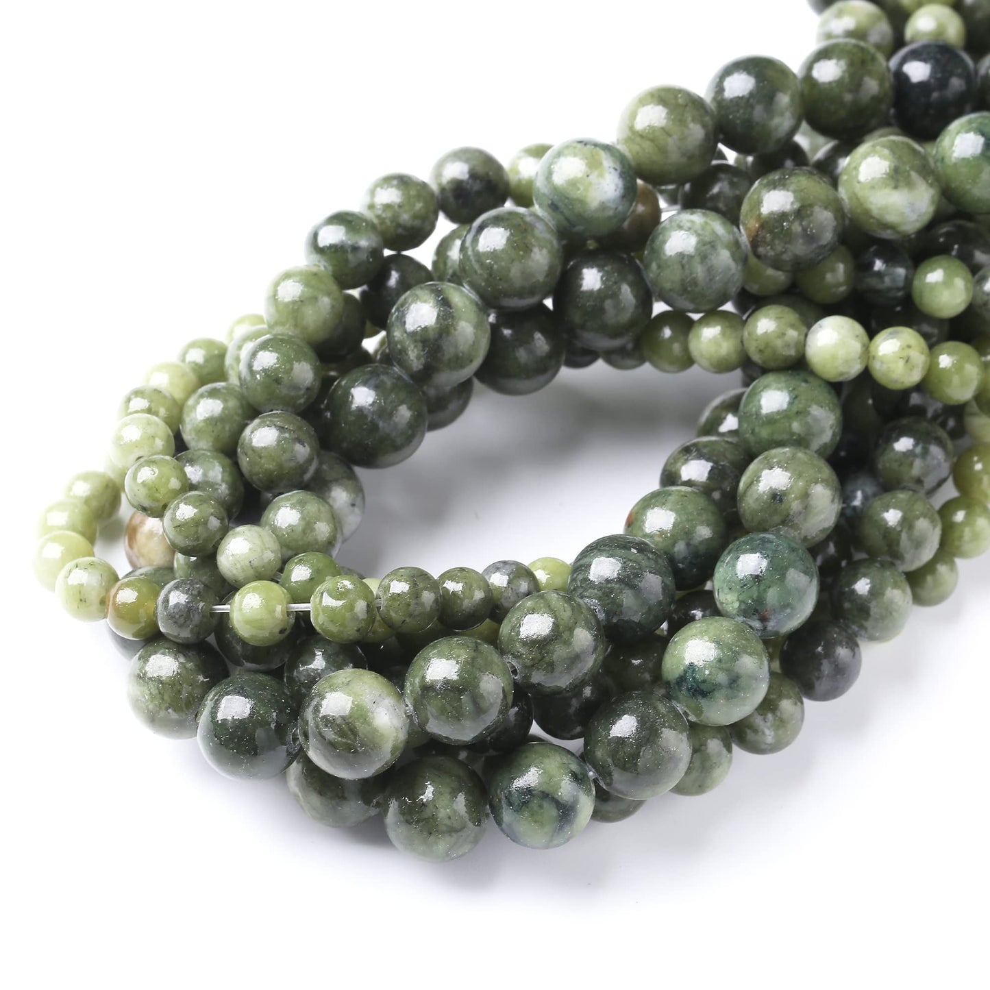 10MM Southern Jade Round Loose Beads Natural Gem Beads Crystal Energy Stone Beads for Jewelry Making DIY Bracelet Necklace