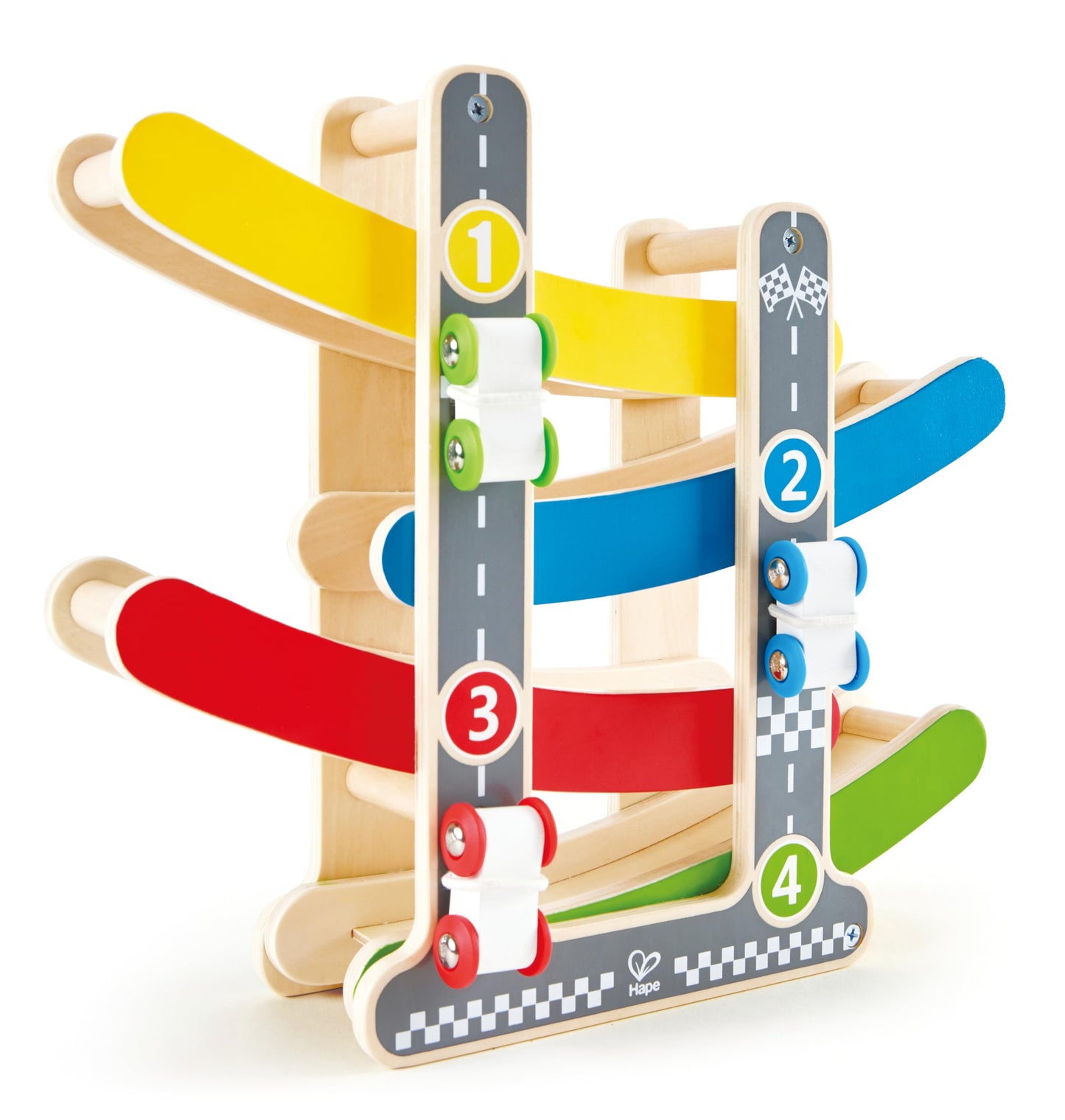 Hape Oddler Toys for 1 2 Year Old Boy & Girl Gifts Wooden Race Track Car Ramp Racer with 4 Mini Cars