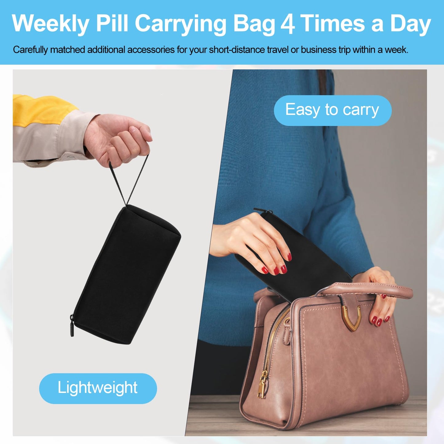 Monthly Pill Organizer 4 Times a Day, Pill Box Organizer with 32 Daily Compartments, 30 Day Pill Organizer 4X a Day Pill Holder with Hard Shell Travel Case with Weekly Pill Bag 4 Times a Day
