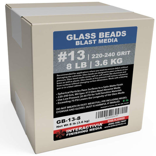 #13 Glass Beads - 8 lb or 3.6 kg - Blasting Abrasive Media (Fine) 220-240 Mesh or Grit - Spec No 13 for Blast Cabinets Or Sand Blasting Guns - Small Beads for Cleaning and Finishing