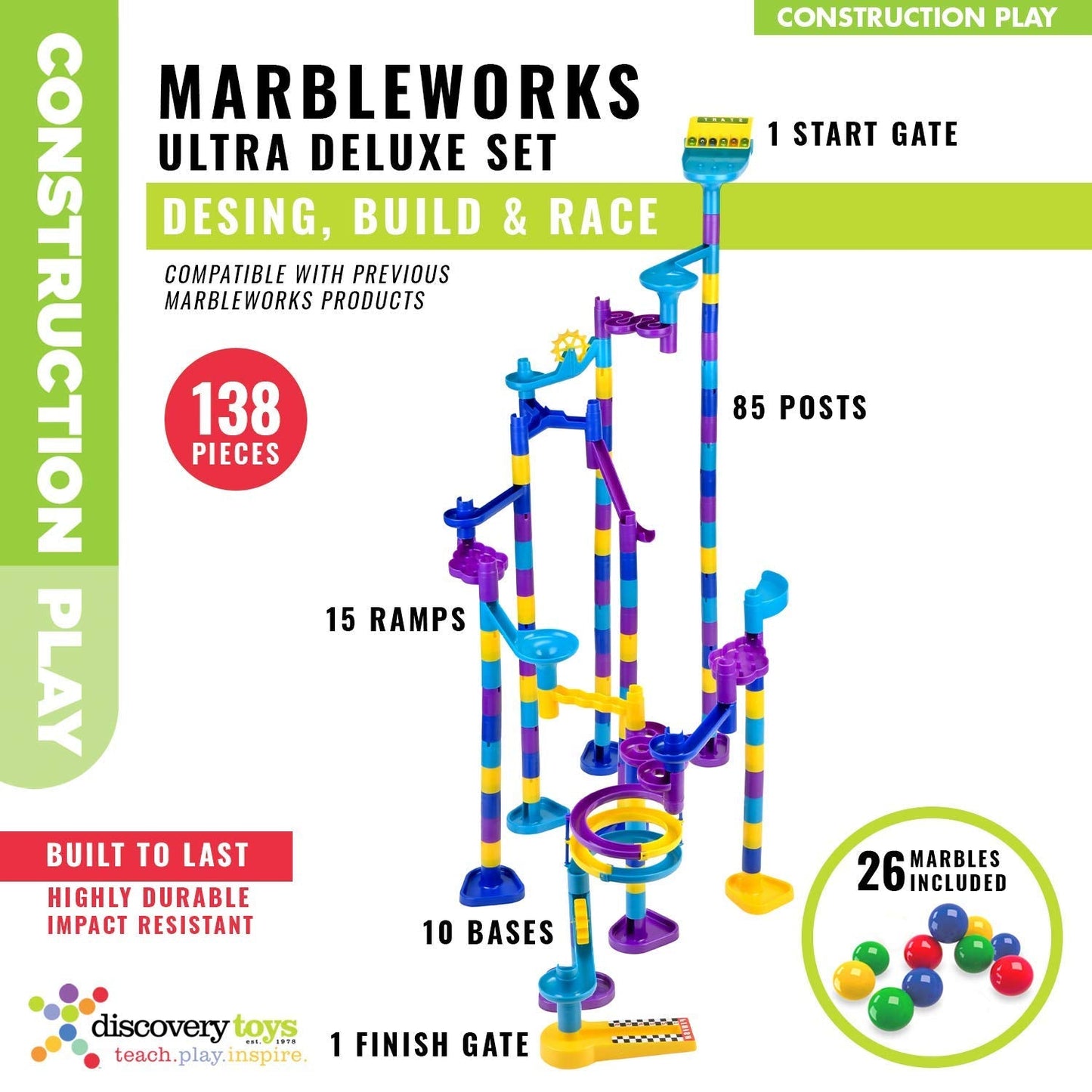 Discovery Toys MARBLEWORKS® Marble Run Ultra Deluxe Set | Kid-Powered Learning | STEM Educational Building Block Toy Learning & Childhood Development 5 Years Old and Up