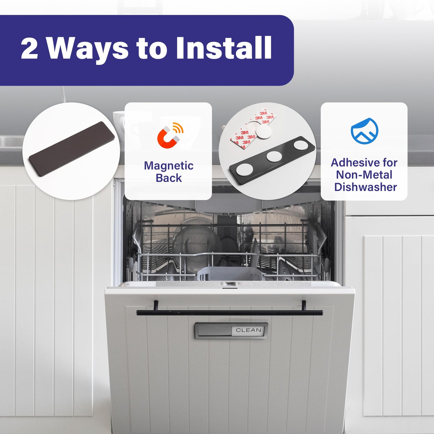 Dishwasher Magnet Clean Dirty Sign - Stainless Steel Dishwasher Magnet Sign - Clean & Dirty Dishwasher Slider Indicator - Kitchen Organizers and Storage