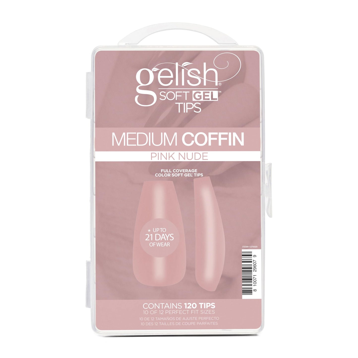 Gelish Nude Soft Gel™ Tips, Professional Quality Press on Nails Extension for Strong, Long-Lasting Manicures – Easy Application, Natural Look, (Pink Nude Medium Coffin, 120 Count)