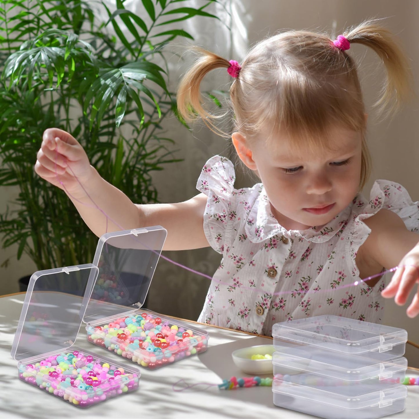 Nsmykhg Small Plastic Storage Containers - 24 Pack Clear Boxes for Beads, Jewelry, and Craft - Stackable Mini 4.3"x3.5"x1.1"
