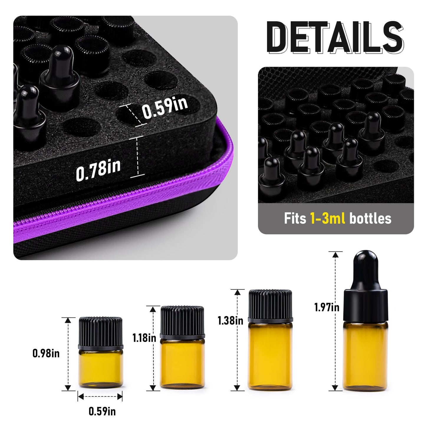 ZORETCO Essential Oil Storage Holder Organizer Carrying Case, Holds 30 Bottles 1ml-3ml for doTERRA & Young Living (Box Only)