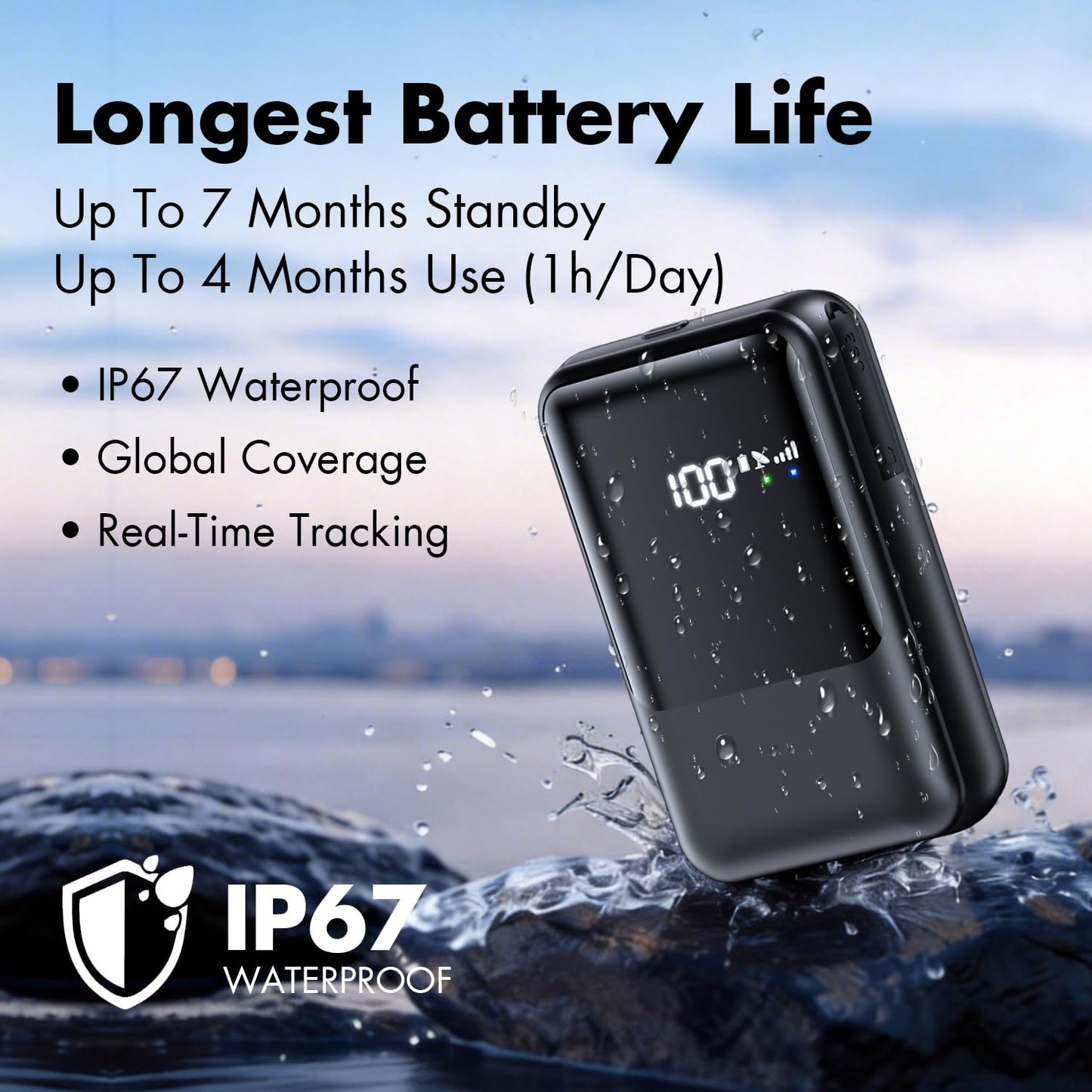 FASGAIN GPS Tracker for Vehicles, Assets Car Tracker Device with App, Up to 7 Months Batter, Magnetic Waterproof Tracking Device, Worldwide Coverage – iOS, Android (Subscription Required)(8000Mah)