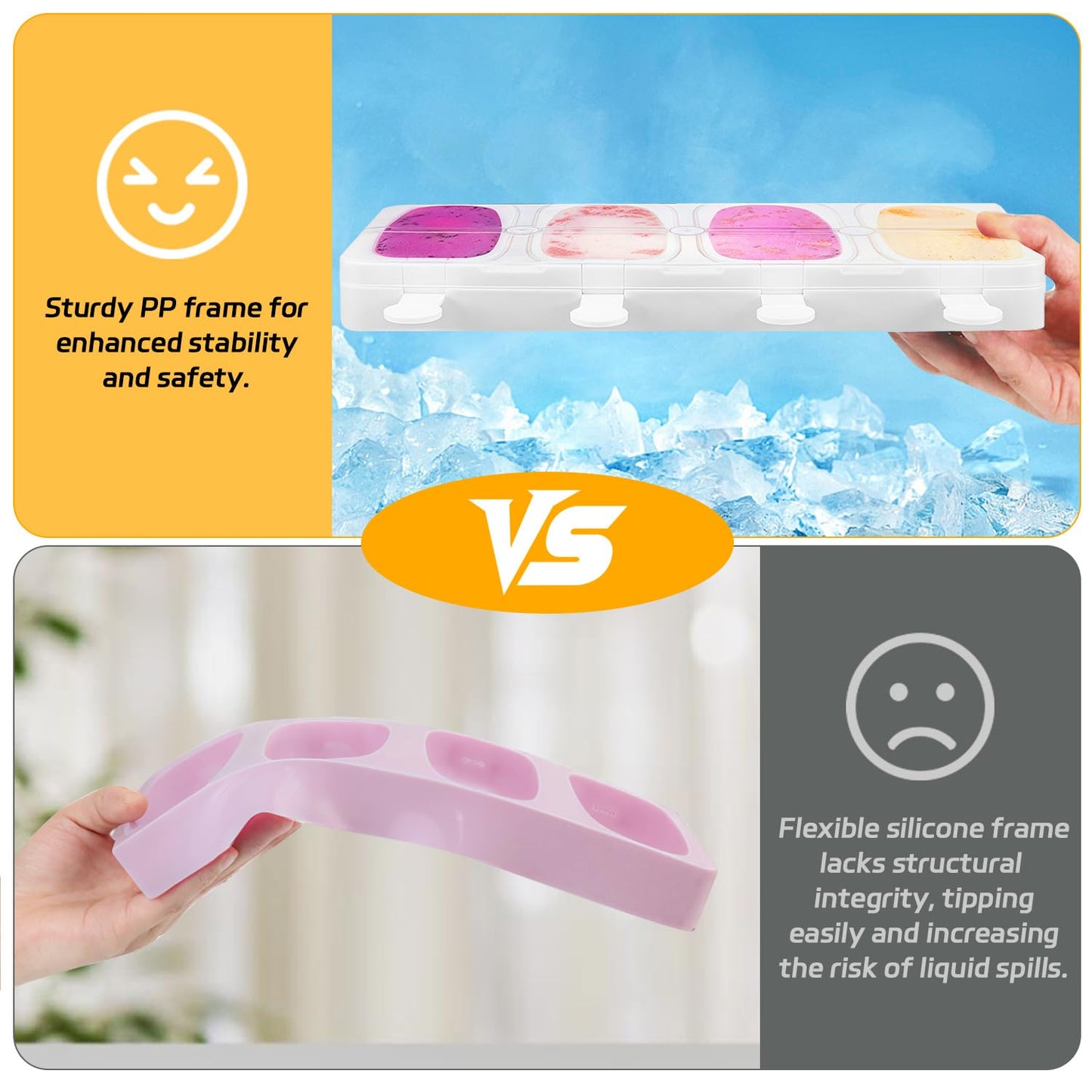 Alinana Stackable Popsicles Molds, 2-Pack BPA-Free Popsicle Molds with Sticks, Ice Pop Mold for Homemade Fruit, Yogurt, and Smoothie Popsicles