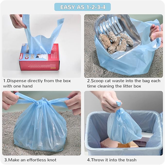 Bilibara Cat Litter Bags, 120 Count, Ultra Thick, Scented, Leak-Proof, Disposable, 15 Liters Capacity