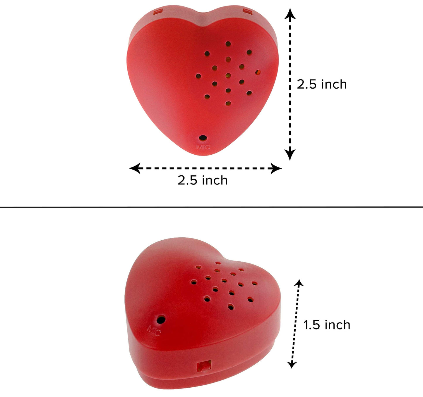 Inventiv 2 Pack, 30 Second Voice Sound Recorder Module for Plush Toy, Stuffed Teddy Bear Animal Recordable Heart, Record Custom Messages (Red)