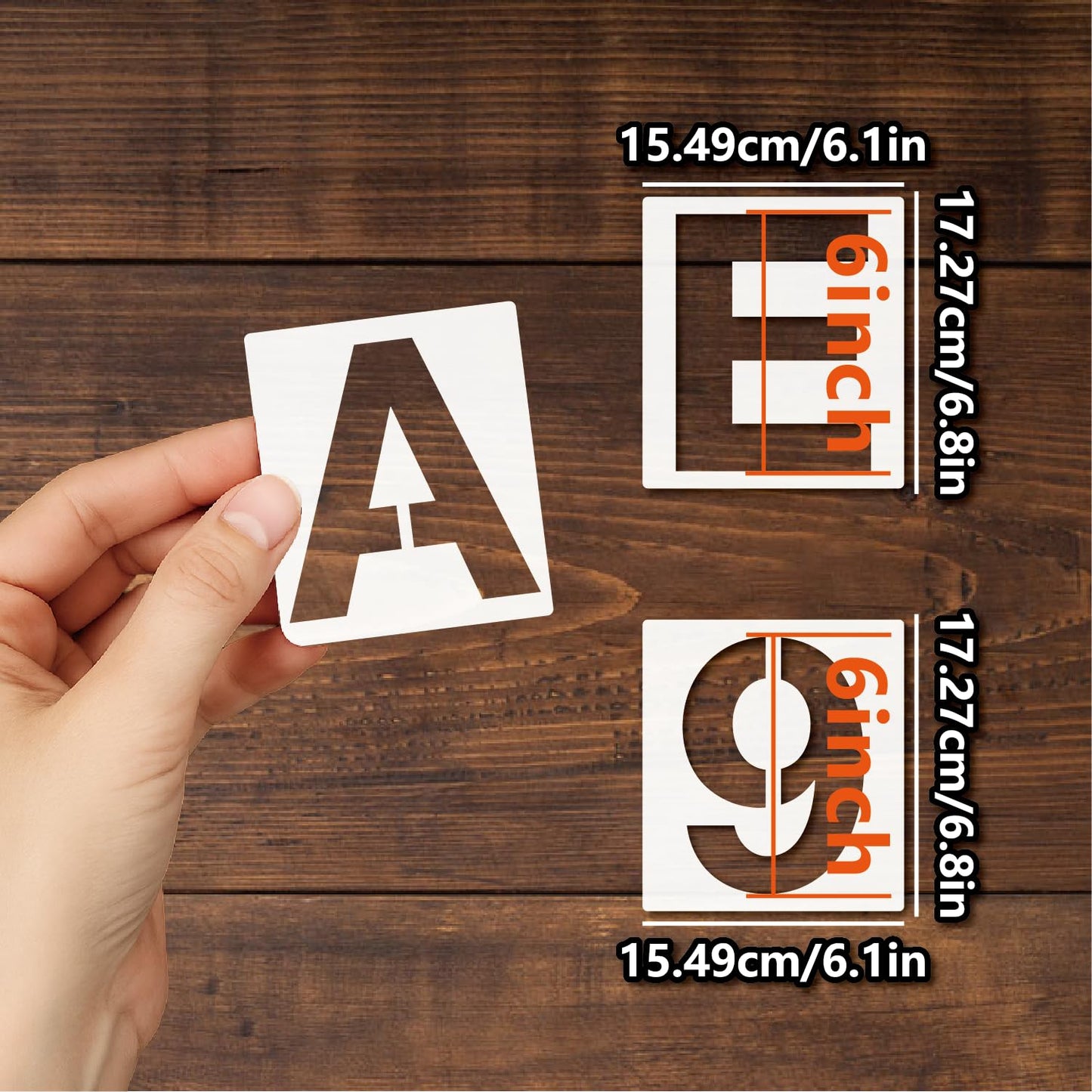 BLOSSOMLAYER Letter Stencils 36pcs 6 Inch Number Alphabet Reusable Plastic TemplatesCraft Stencil Paint Template for Wood Wall Fabric Rock Signage（6in）