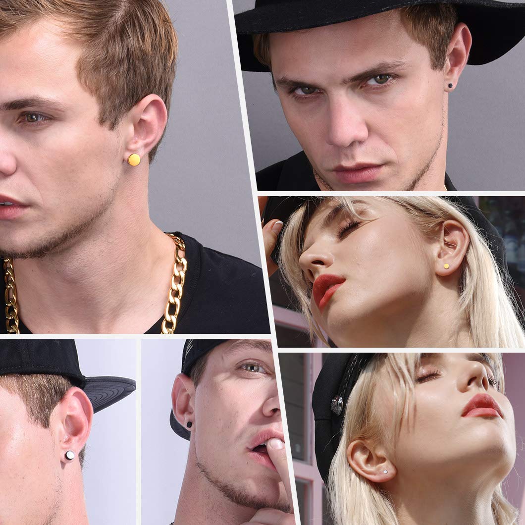 Round Earrings Set for Men Women Cartilage Ear Piercing Plugs Earring Stud 18K Gold Plated Fashion Jewelry