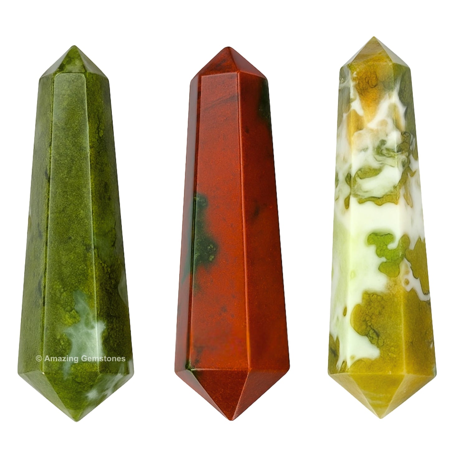 Amazing Gemstone Fancy Jasper Crystal Points Bulk Healing Crystals - Pack of 3 Double Terminated Healing Wand Point Bulk Crystals for Crafts,Crystal Grid,DIY Work - Premium Crystals - Beginners Gift