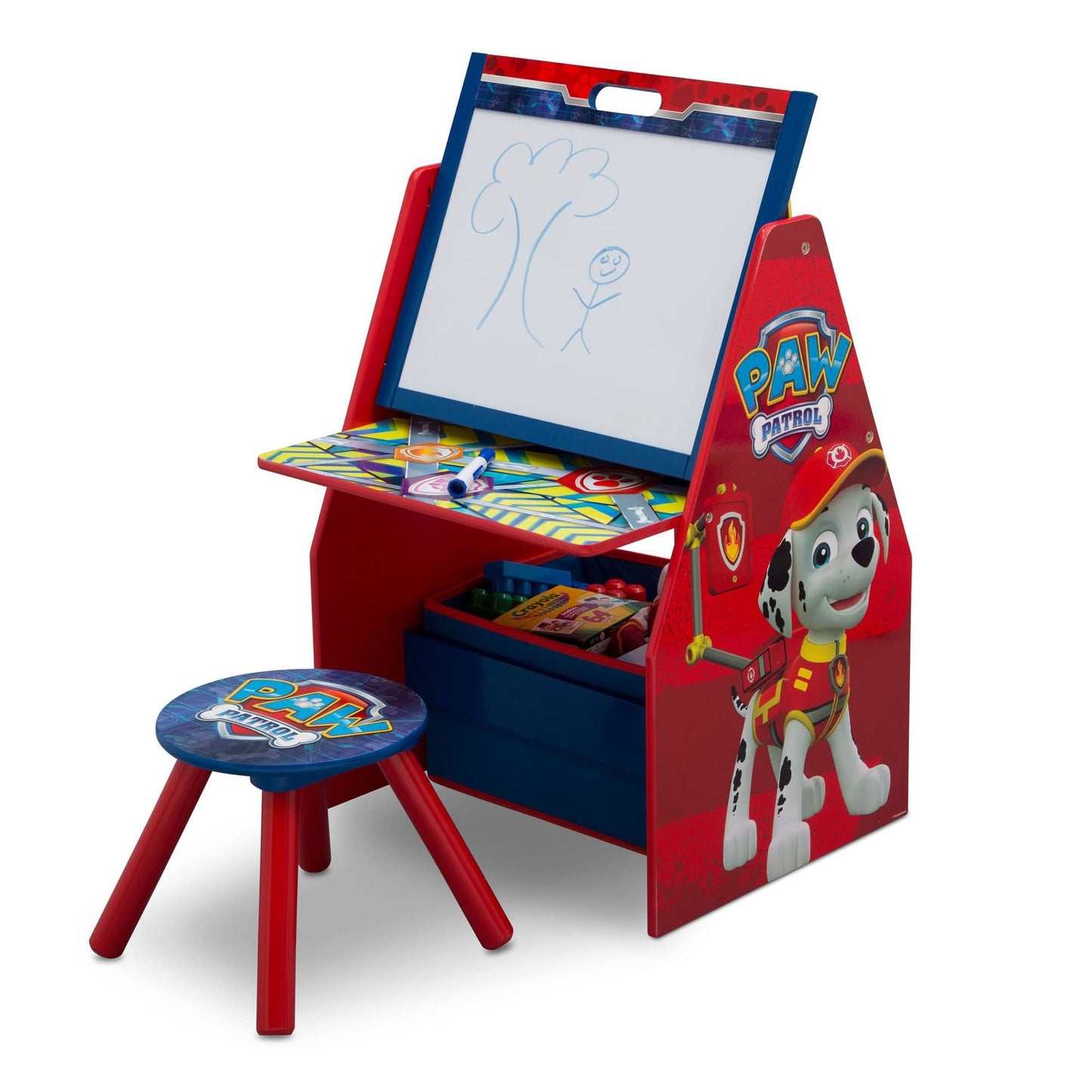 Delta Children Deluxe Kids Art Table | Easel, Desk, Stool, Toy Organizer, Nick Jr. PAW Patrol
