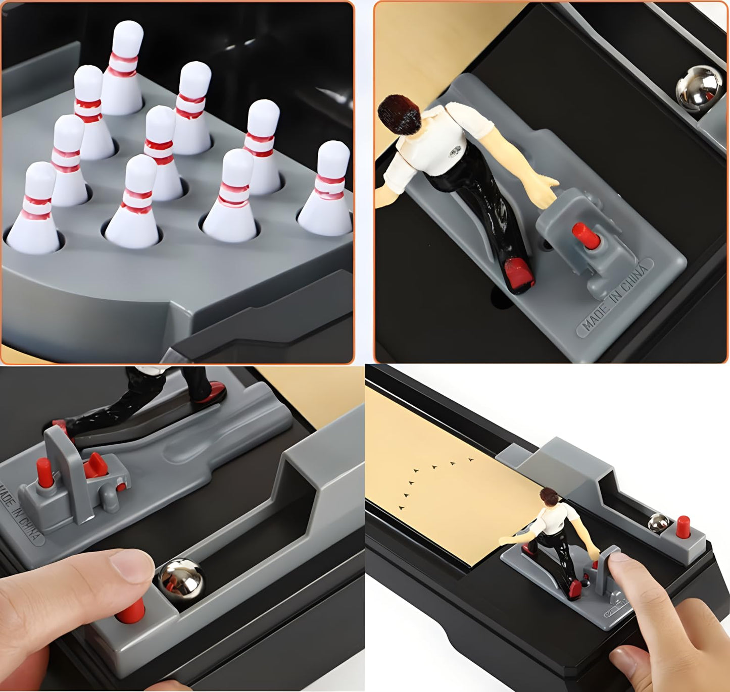 Trisquirrel Table Bowling Game, Tabletop Bowling Alley, 10 Pins Mini Bowling Set Toy for Kids & Adults, Perfect for Home, Office and Party