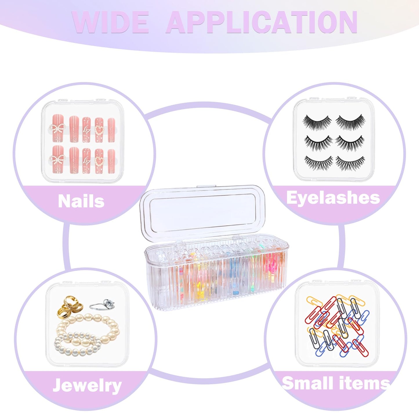 Press On Nail Organizer Box Kit,15 PCS Clear Press On Nail Storage Boxes and 1 Large Container Box,60pcs Adhesive Tape, Fake Nail Organizer Display Case Press On Nail Packaging for Home Nail Salon Use
