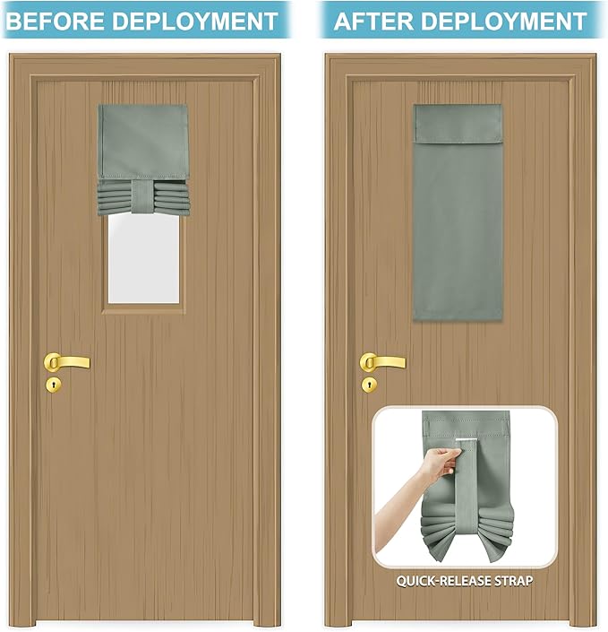 RYB HOME Door Curtain for Classroom Small Window, Privacy Protect Drapes, 8 Inches Wide Room Darkending Curtains 36 Inches Long Blocks Views, Sage Green, 1 Panel