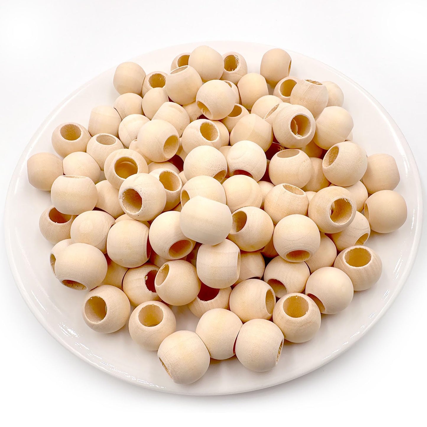 150PCS 20mm Unfinished Wood Beads for Crafts, 10mm Large Hole Natural Wooden Beads for Macrame Garland Décor