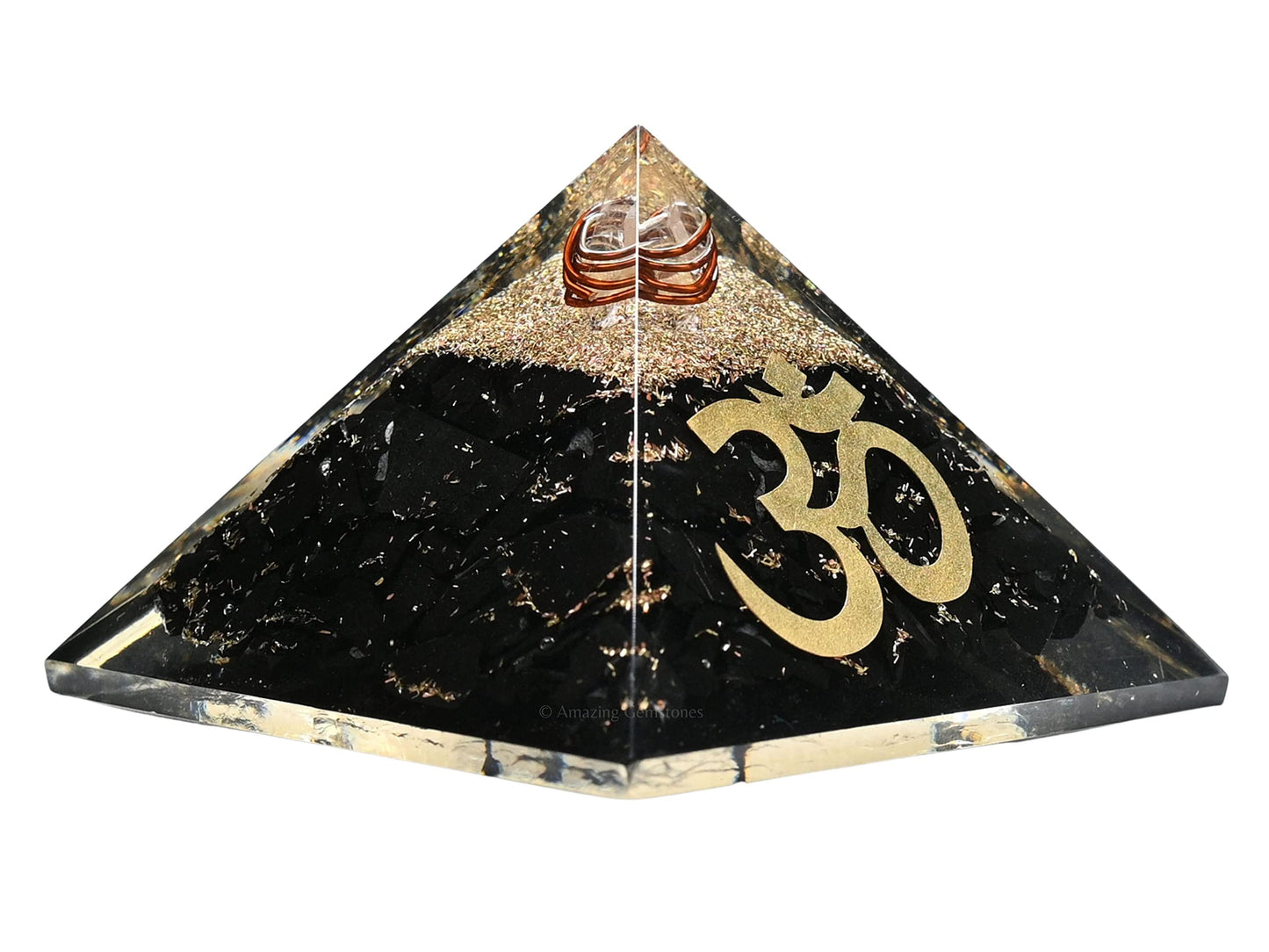 Large Orgone Pyramid | Black Tourmaline Pyramid Crystal | OM Orgonite Pyramid | Organ Pyramids Positive Energy Healing