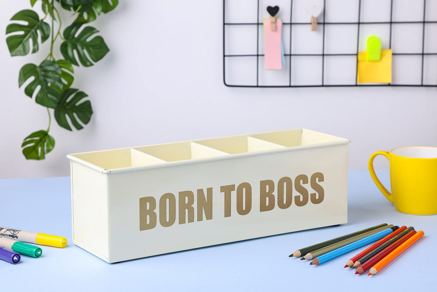 DUDKI Home Present Desk Organiser 4 compartments Decorative Pen Pencil holder/Vanity Kit/Travel Box/Makeup Box/Cosmetic Box/Storage Box/knife Holder/Spoon Holder-Gift Office Desk Décor