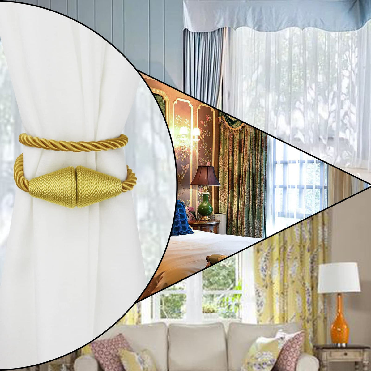 Magnetic Curtain Tiebacks Rope Decorative Holdbacks for Drapes Nieffeiy (4 Count)